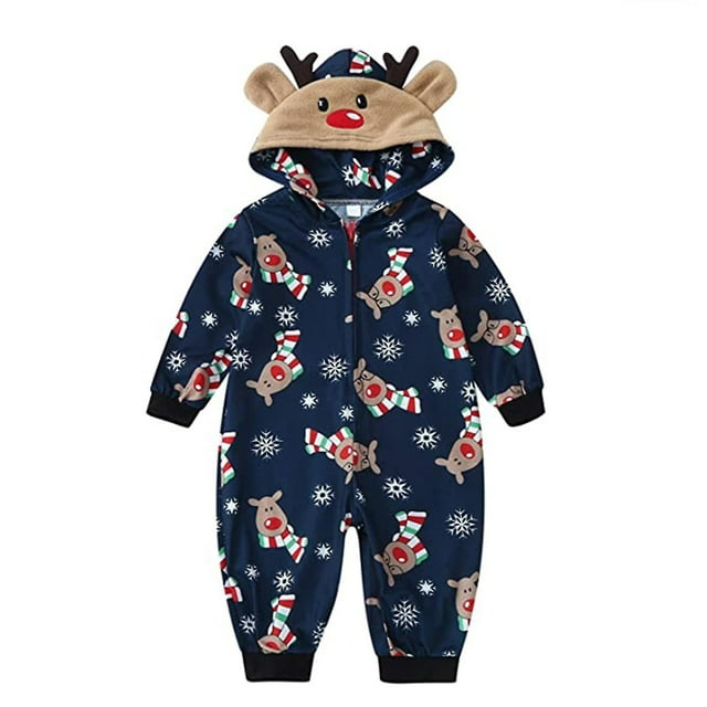 Pyjamas de Noël Assortis pour la Famille, Justaucorps à Capuche, une Pièce