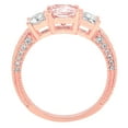 thumbnail image 2 of 3.61 ct Emerald Cut Simulated Pink Diamond 3 Stone 18K Rose Gold Womens Engagement Ring, 2 of 4