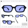 thumbnail image 2 of Hipster Narrow Rectangle Hustler Pop Color Lens Mid Temple Sunglasses Black - Purple, 2 of 8