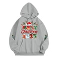 thumbnail image 4 of NinXxx Women's Letter Print Hooded Sweatshirt Long Sleeve Pullover Top Grey XL, 4 of 4