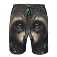 thumbnail image 3 of Balery Tribal Style Raccoon Traje de Baño Estilo Hawaiano para Hombre, Shorts de Secado Rápido con Bolsillos-Medium, 3 of 6