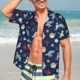 thumbnail image 4 of Uemuo Sea Creatures Printed Regular Fit Short Sleeve Casual Hawaiian Shirt for Men,Aloha shirt,Tropical shirt,Floral print shirt,Vacation Beach shirt-X-Large, 4 of 9