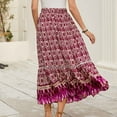 thumbnail image 5 of Flowy Skirt Women Summer Beach Casual Boho Maxi Skirt with Drawstring Vintage Printing Comfortable Elastic Waist Long Skirts 2025 New, 5 of 7