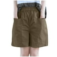 thumbnail image 7 of Fengqque plus size Summer Shorts for Women High Waisted Wide Leg Elastic Waist Shorts with Pockets Khaki XL(XL), 7 of 7