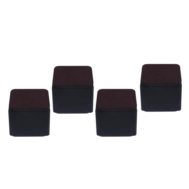 Juego de 4 elevadores de cama, elevadores de muebles, protectores de patas de sofá, soporte antideslizante Negro 60x52mm