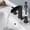 Mate Black, variant on Matte Black Waterfall 8-inch Widespread 3-Hole Bathroom Faucet with Drain