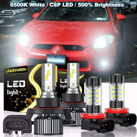 For Mitsubishi Eclipse 2006 2007 - 4x Combo LED 9008 Headlight Hi-Lo Beam   H11 Fog Light Bulbs Kit White