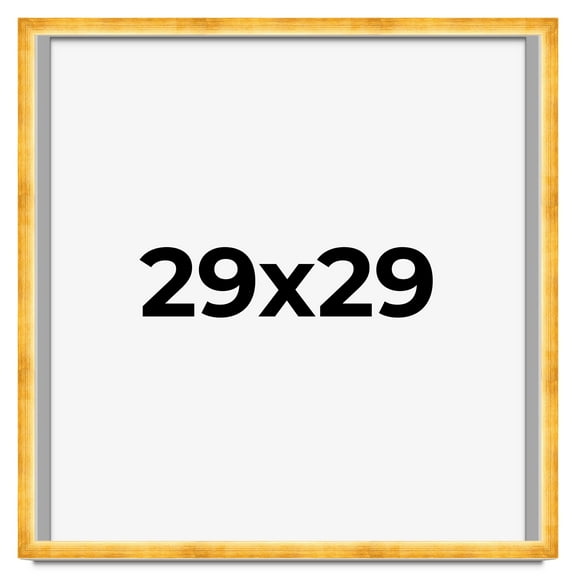 29x29 Shadow Box Frame Gold | 1.625 Inches Deep Real Wood Traditional Shadowbox Display Frame | UV