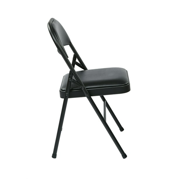 Set of 4 Folding Chair with Vinyl Seat in Black Walmart