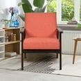 thumbnail image 4 of Gymax Wooden Upholstered Accent Chair Fabric Armchair Home Office Orange, 4 of 9