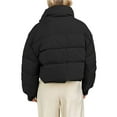 thumbnail image 6 of Seyurigaoka Women Cropped Puffer Jacket Winter Quilted Padded Zip Up Coat Long Sleeve Stand Collar Lightweight Outerwear Zipper Pockets, 6 of 7