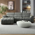 thumbnail image 3 of Kevinplus Wall-Hugger Reclining Sofa Modern Manual Control Genuine Leather L Shaped Couch,Lounge Seat with USB Port,Grey, 3 of 13