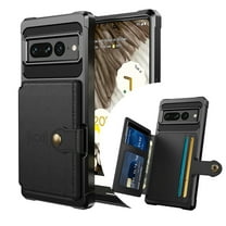 Dteck for Google Pixel 7 Pro Phone Case, Rugged Shockproof Silicone Bumper PU Leather Back Cover with Flip Card Holder Wallet Protective Case for Google Pixel 7 Pro, Black