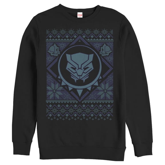 Men's Marvel Ugly Christmas Black Panther Mask  Sweatshirt Black X Large