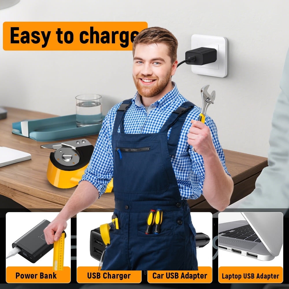 Cordless Electric Scissors,Cardboard Cutter, Rechargeable Cardboard Cutter, 4 Blades, Safety Lock & LED Light, Box Cutter for Carton Carpet Plastic Fabric Leather(Yellow）