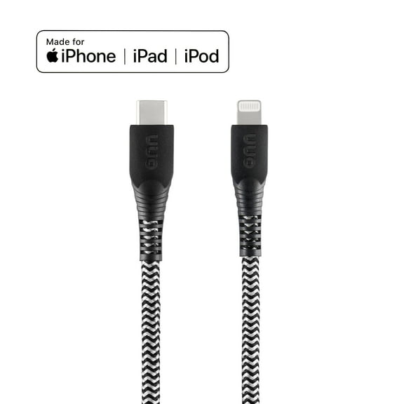 onn. 6' USB-C to Lightning Cable - Black, White