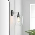 thumbnail image 2 of SAFAVIEH Edie LED Black Iron Wall Sconce with Clear Glass Shade, Set of 2, 2 of 10