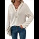 thumbnail image 2 of Sudadera con Capucha de Larga de Punto Gofre para Mujer, con Cordón, Botones, Cuello en V, Informal, con Capucha. XL, 2 of 9