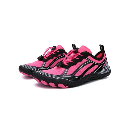 

Rotosw Unisex Aqua Socks Barefoot Hiking Shoe Quick Dry Water Shoes Lightweight Beach Athletic Sneaker Yoga Comfort Sneakers Pink Black 7