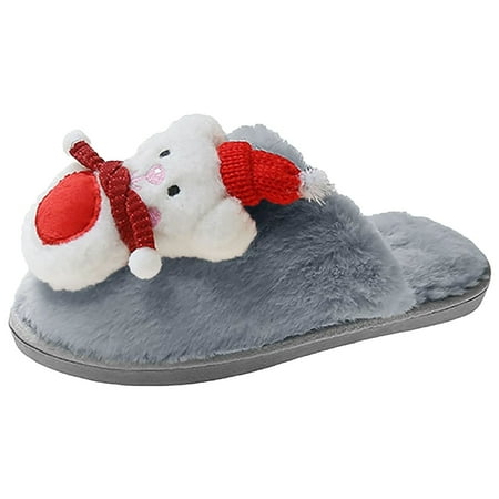 

IUJSOY Women s Christmas Cartoon Cotton Scuff Slippers Indoor Memory Foam Slip on House Shoes