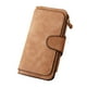 thumbnail image 2 of Monedero para mujer, billetera larga con 3 pliegues, tarjetero con cremallera, monedero de piel sintética, bolso de mano, marrón seitruly AP000899-05, 2 of 7