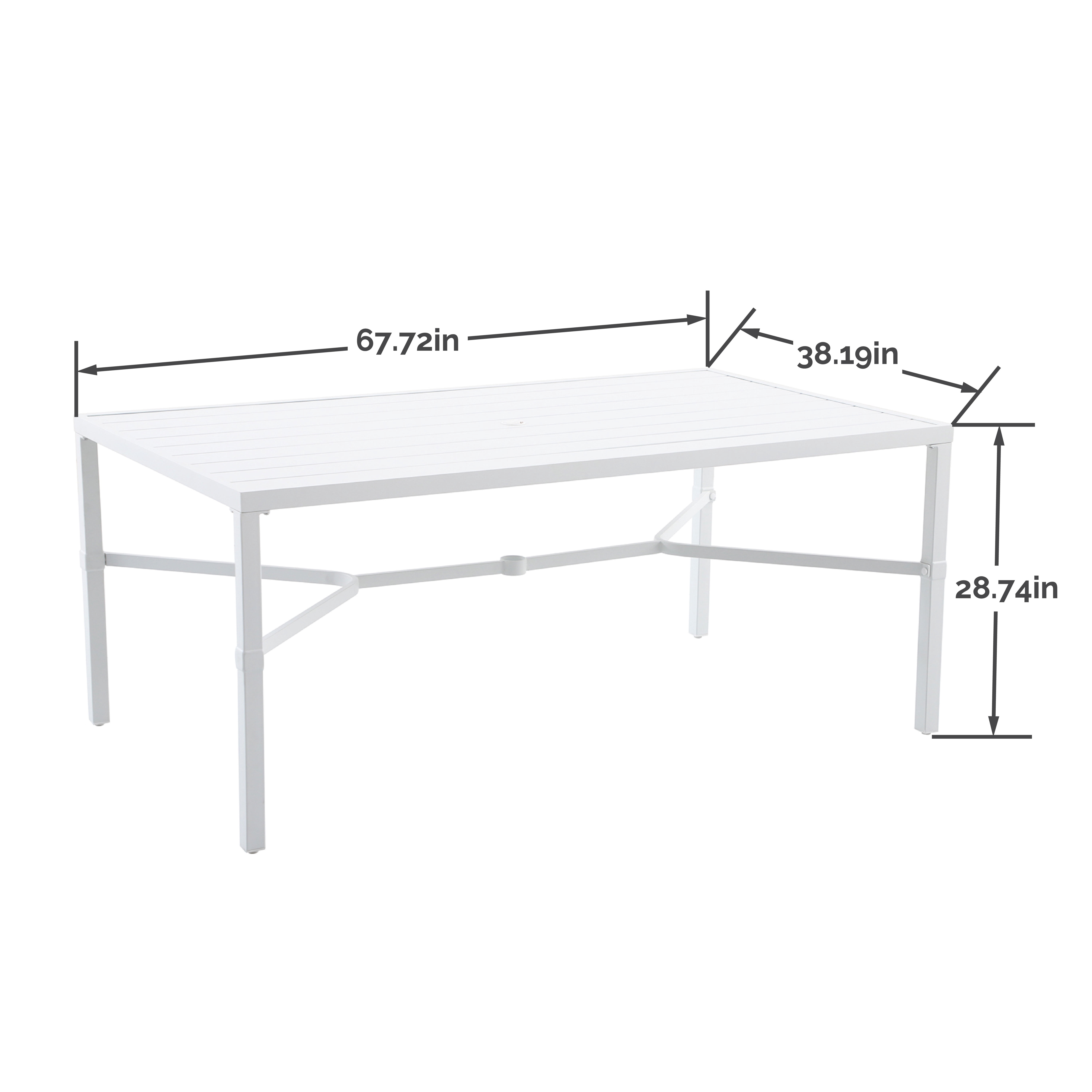 My Texas House Cambria 67" Steel Outdoor Dining Table, White