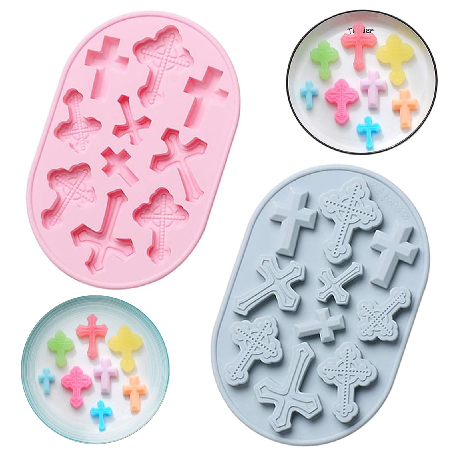 2 PCS Cross Shaped Silicone MouldsDIY Candy Gummy Chocolate Fondant MouldTool Mold for Cake Decorating Resin Necklace Ice Cube