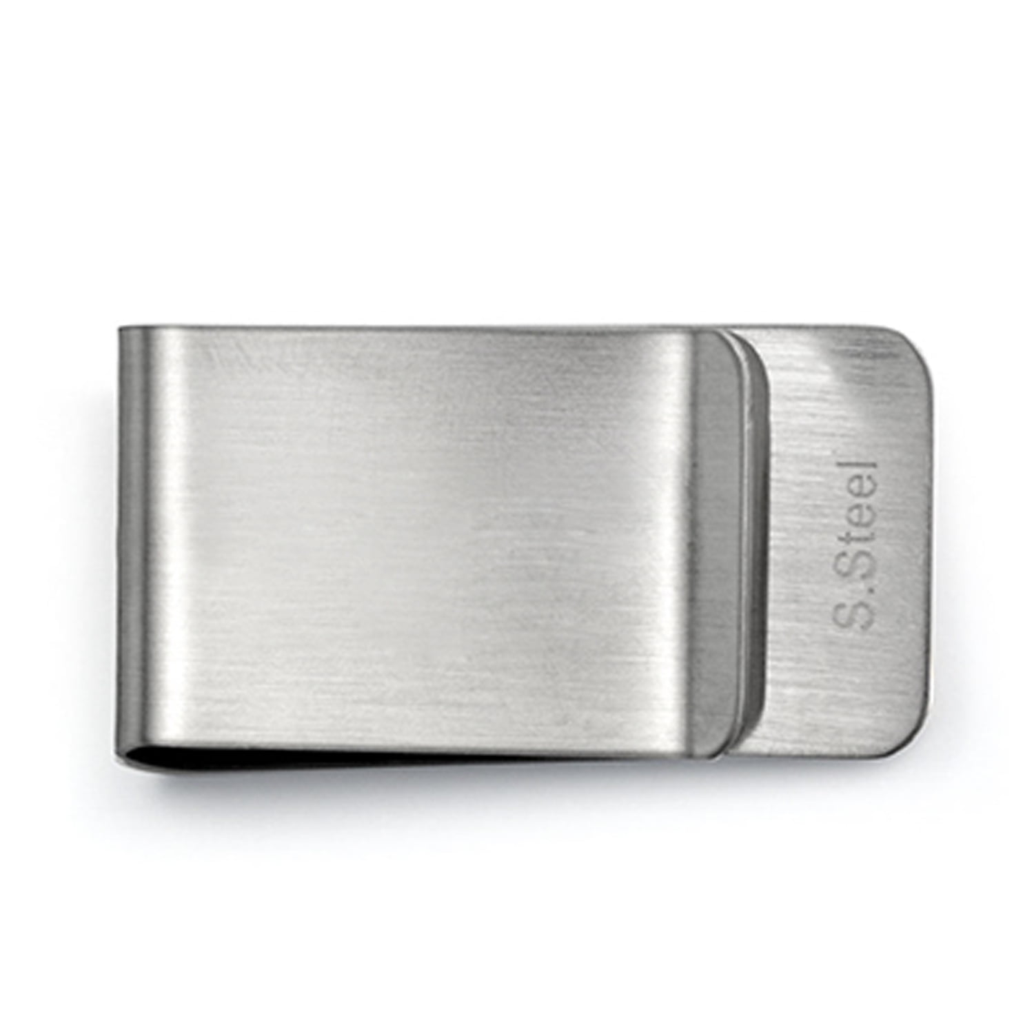 Personalized Customizable Two Tone Black Enamel Inlay Engravable Large Wide Strong Men Money Clip Card Holder Gift Father Silver Tone Stainless Steel