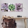 thumbnail image 2 of Purple Sprouting Succulents Close Up Botanical & Floral Graphic Art Gallery Wrapped Canvas Print Wall Art, Set of 3, 2 of 7