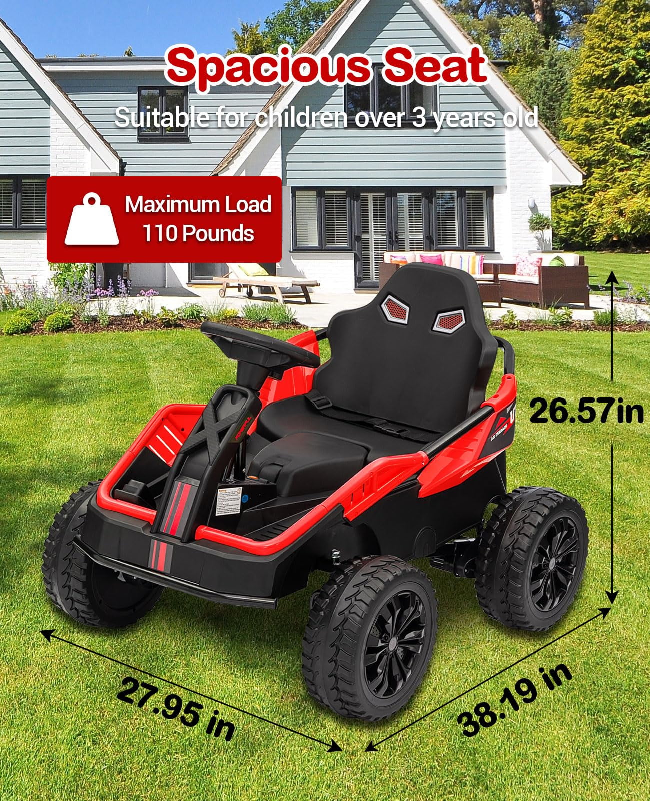 Towallmark 24V Kids Electric Car with Parent Control, 6MPH 200W 4x4 Ride On Car, 4 Shock Absorbers, Wide Adjustable Seat, Music, Wear-Resistant Wheels, 4 Wheeler ATV for Boys Girls Ages 3+