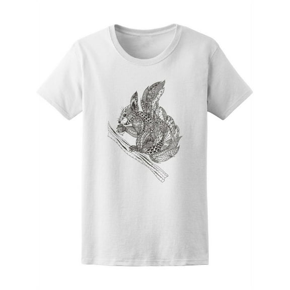 Ethnic Zen Doodle Squirrel T-Shirt Women -Image by Shutterstock, Female Medium