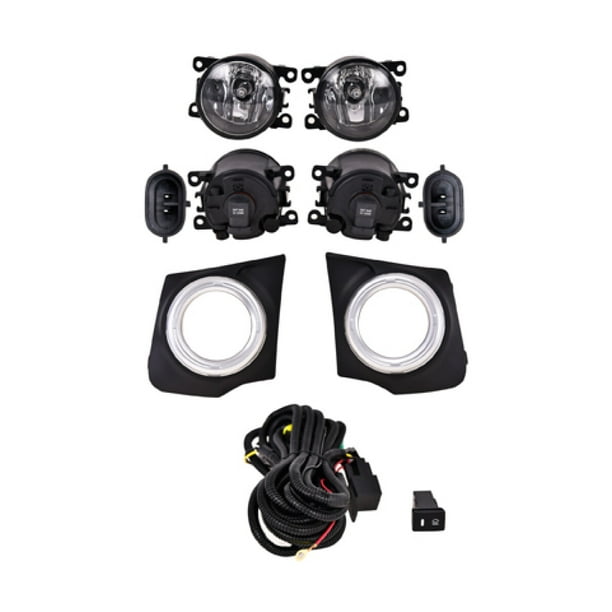 Set Faros Niebla L200 2016 A 2018 Mitsubishi Generica Con rejillas negras Con filo plata Con cables