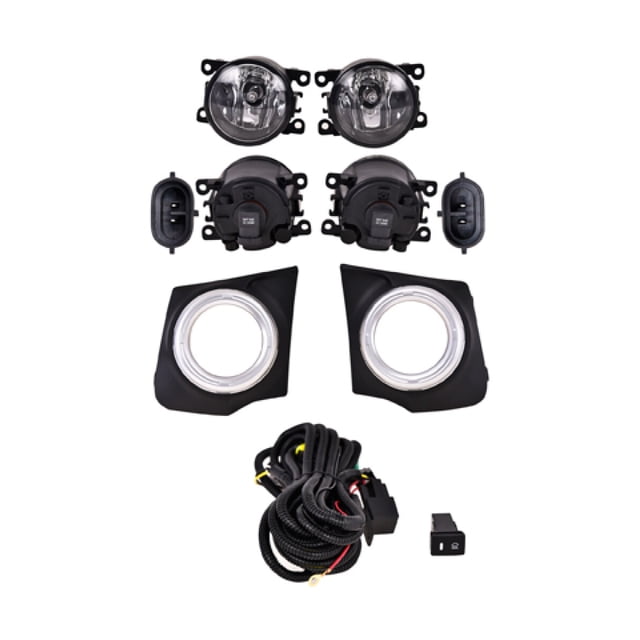 Set Faros Niebla L200 2016 A 2018 Mitsubishi Generica Con rejillas negras Con filo plata Con cables