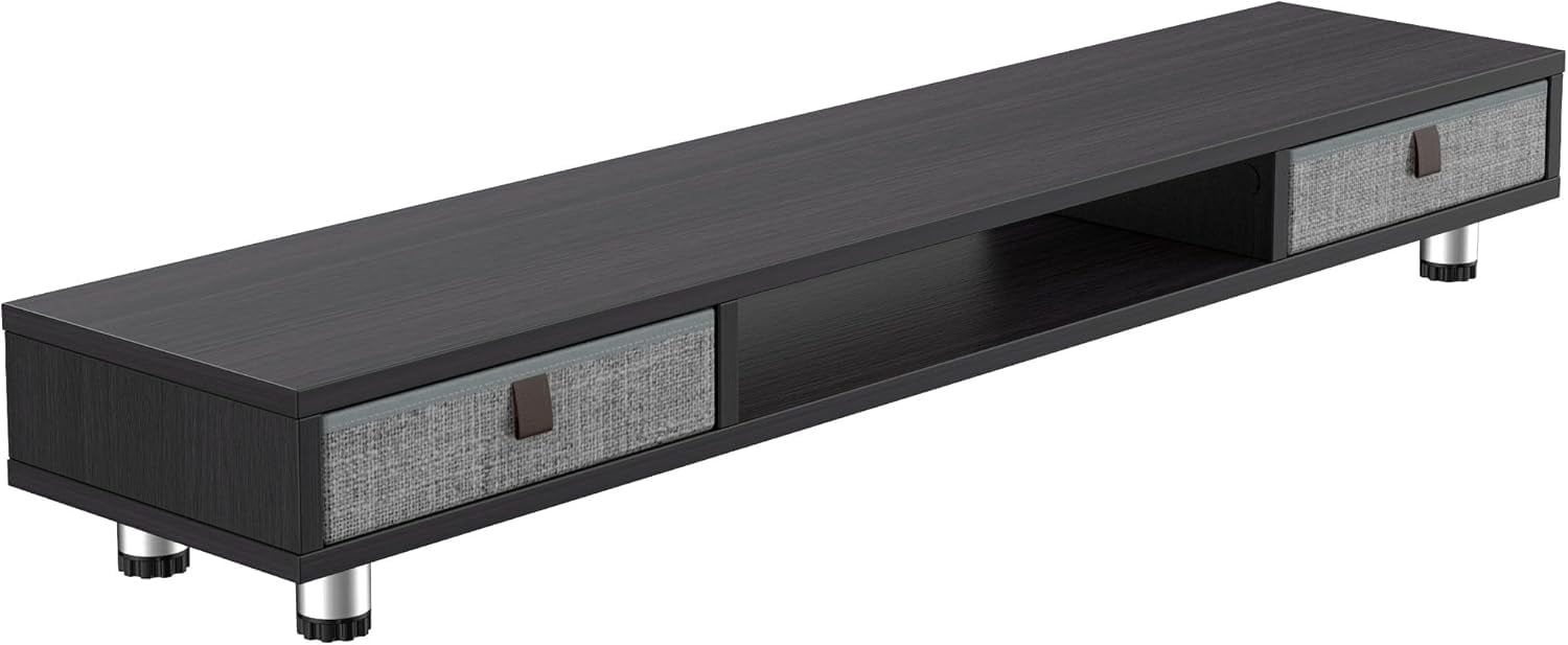 Dual Monitor Stand with 2 Drawers, 42.5 Inches Large Computer Riser for Desk