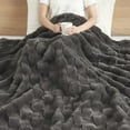 thumbnail image 2 of Madison Park Vivienne 50x60" Modern Faux Fur and Velvet Throw in Charcoal, 2 of 6