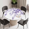 thumbnail image 2 of Purple Eucalyptus Leaves Round Fitted Tablecloth with Elastic Edge, Waterproof Table Cloth Table Cover for 45"-54" Tables, Spring Rustic Botanical Tablecloths for Dining Picnic Indoor Outdoor, 2 of 9
