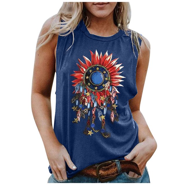 Camiseta sin mangas con estampado para mujer, blusa sin mangas con gráfico divertido para playa de verano para niñas adultas Fridja gh3524