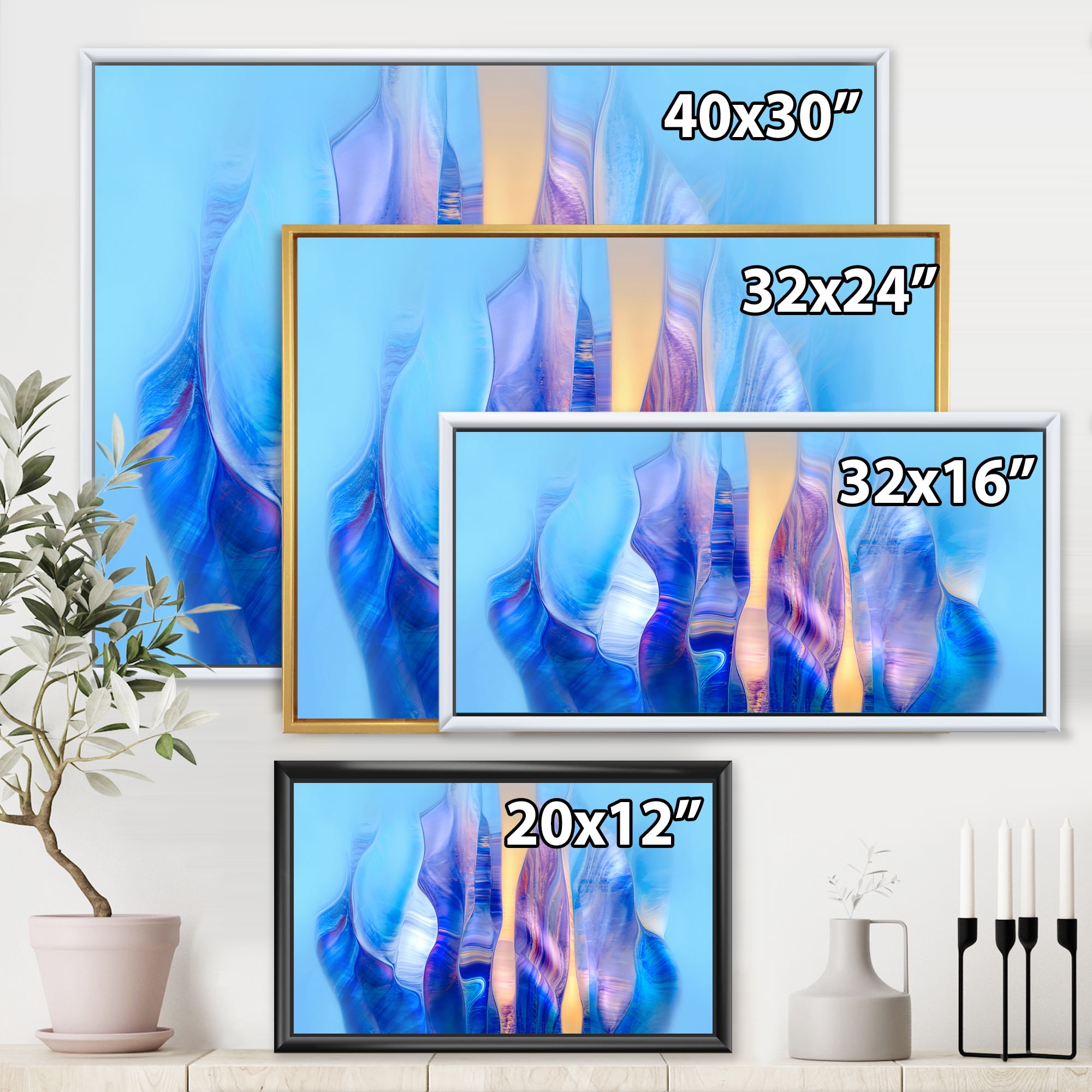 Designart 'Abstract Colorful Twisted Wavy Shape In Motion' Modern Framed Canvas Wall Art Print