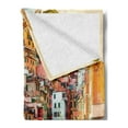thumbnail image 2 of Italy Soft Flannel Fleece Throw Blanket, Riomaggiore at Sunset Cinque Terre National Park Cliff and Coast Scenic Panorama, Cozy Plush for Indoor and Outdoor Use, 60" x 80", Multicolor, by Ambesonne, 2 of 5
