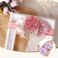 thumbnail image 5 of Chiffon Flowers Rhinestone Pearl Sewing Fabric Flowers Artificial Appliques Embellishments Purple, 5 of 7