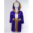thumbnail image 3 of Moggemol Robe de Boxe pour Garçons Robe Longue en Satin avec Capuche et Ceinture Tenue de Boxe Halloween Violet 14, 3 of 7