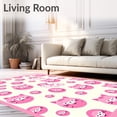 thumbnail image 2 of ODIKA 3'x5' Machine Washable Non-Slip Area Rug, Whimsical Spotted Feline Cartoon with Playful Animal Design High Traffic Rug, Pink, 724777, 2 of 7