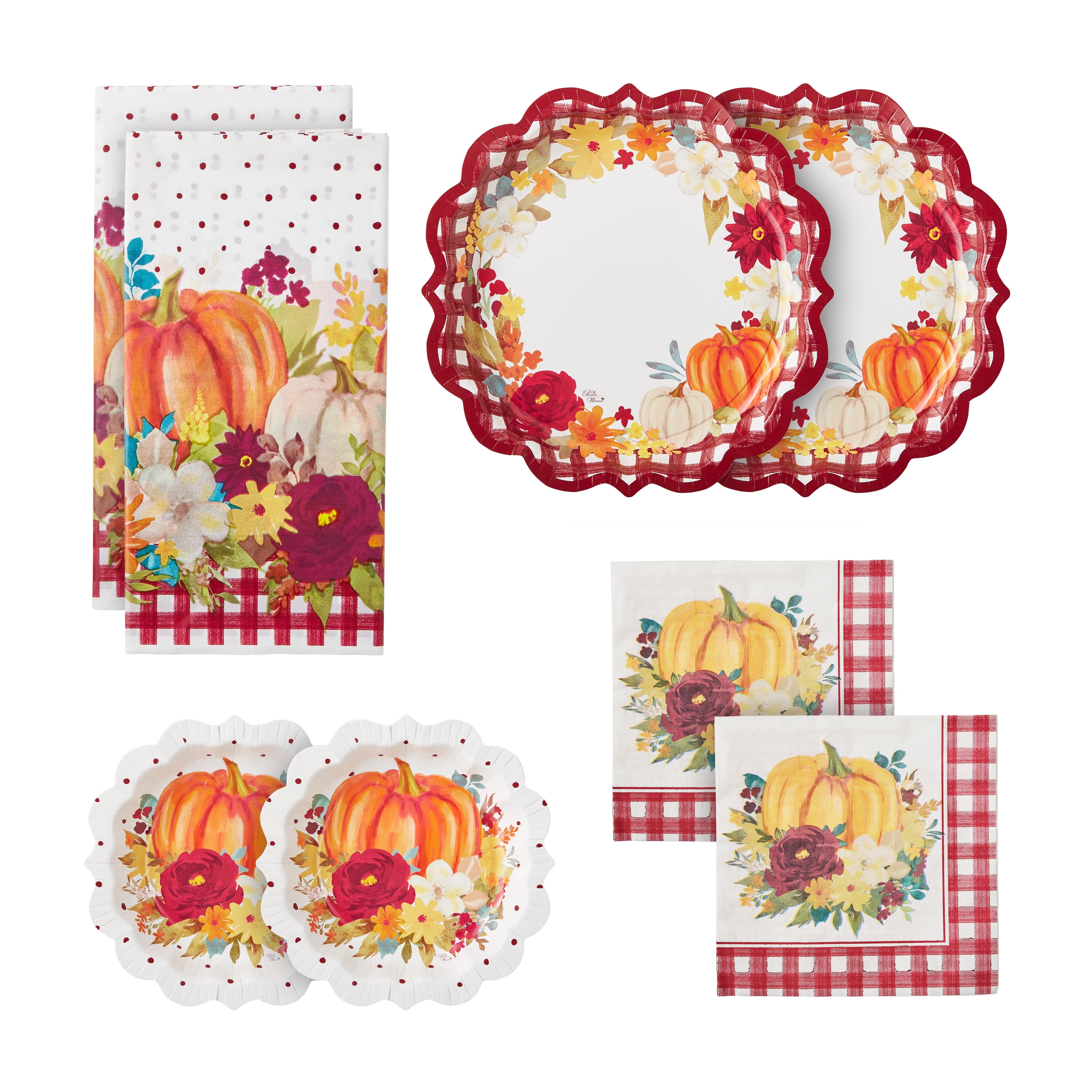 The Pioneer Woman Gingham Harvest Paper Party Supply Bundle