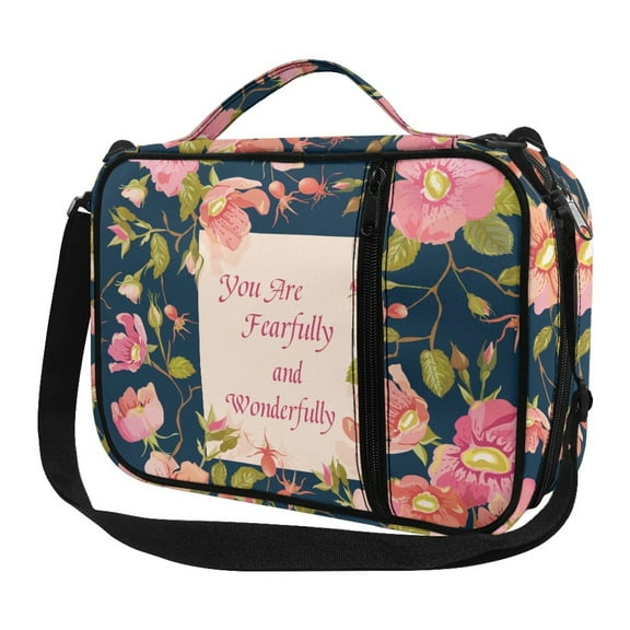 Xuewen Flower Bible Cover,Large Bible Cases with Shoulder Strap and Zippered Pocket,Bible Covers for Women and Men,Bible Case,Bible Holder Case,Bible Cover Case,Bible Boooks Covers Large Capacity