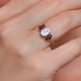 thumbnail image 4 of Gem Stone King 10K White Gold White Moissanite Red Garnet and White Lab Grown Diamond 3 Stone Engagement Ring for Women (2.68 Cttw, Gemstone Birthstone, Available in Size 5, 6, 7, 8, 9), 4 of 5