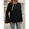 thumbnail image 2 of Women'S 2025 Autumn and Winter Temperamental Ladies Loose Flared Long Sleeve Tops Black L, 2 of 8
