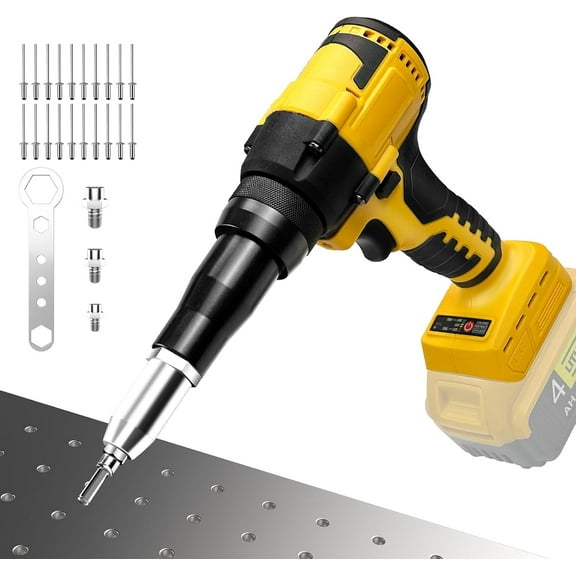 Cordless Rivet Gun,Dewalt 20V Max Battery Compatible(No Battery), Brushless Pop Rivet Gun Tool for Aluminum Nails 1/8. 5/32. 3/16(Not for Stainless Nails),Built - in LED, 2000lbs