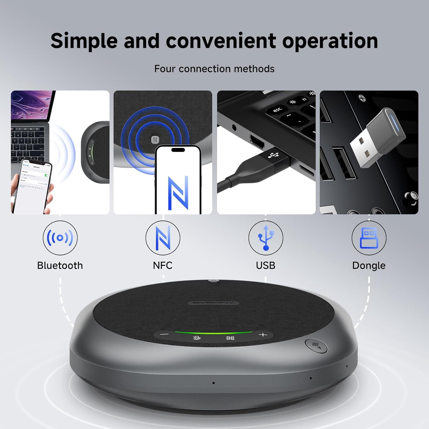SVBONY Omni2P Conference Microphone,Dual Loudspeaker&2 Pickup Modes for Conference Room, AI Bidirectional Noise Cancellation, Bluetooth 5.3, 6 Mics Supports 20 People Telephone Audio for Zoom Meeting