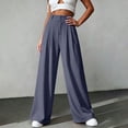 thumbnail image 5 of Miluxas Women's Plus Size Dressy Trousers Pleated Front High Waist Wide Leg Pants Business Casual Loose Trousers with Pockets for Work Commute Dark Gray, 5 of 6