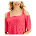 thumbnail image 3 of JM COLLECTION Womens Pink Cold Shoulder Relaxed Fit Short Sleeve Square Neck Wear To Work Top M, 3 of 3